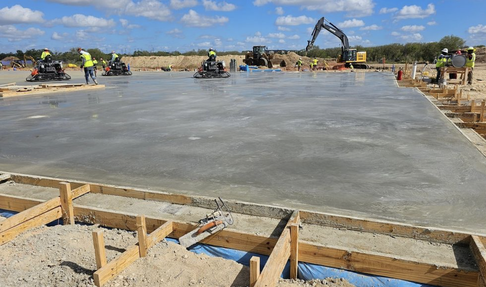 A slab of concrete at a construction site