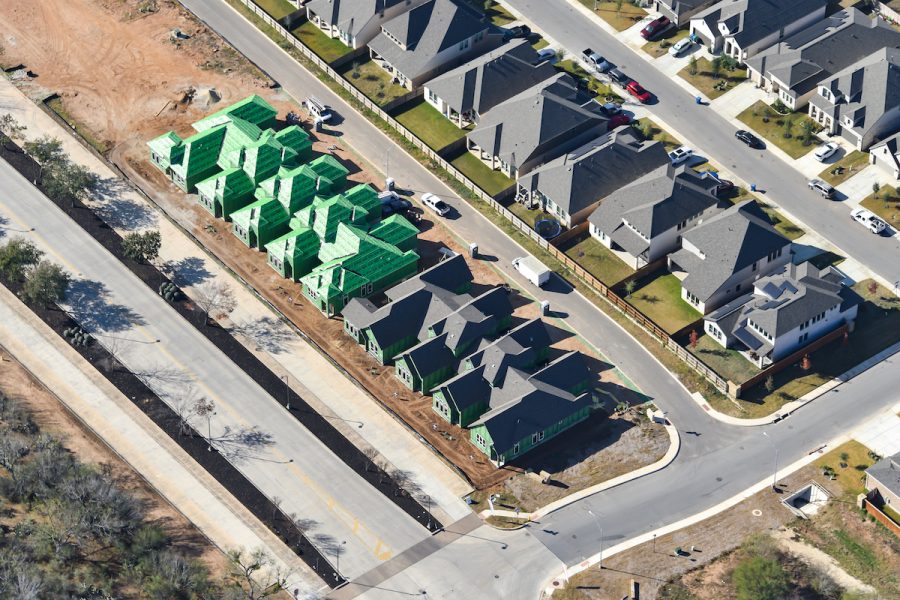 An in-progress shot of the Sitterle townhomes being built out on the Southside.